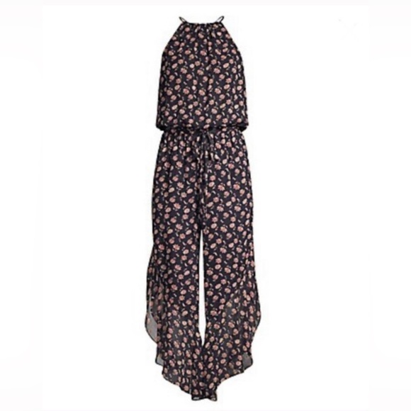 Joie Pants - Joie Jael 100% Silk Jumpsuit Midnight Blue Floral